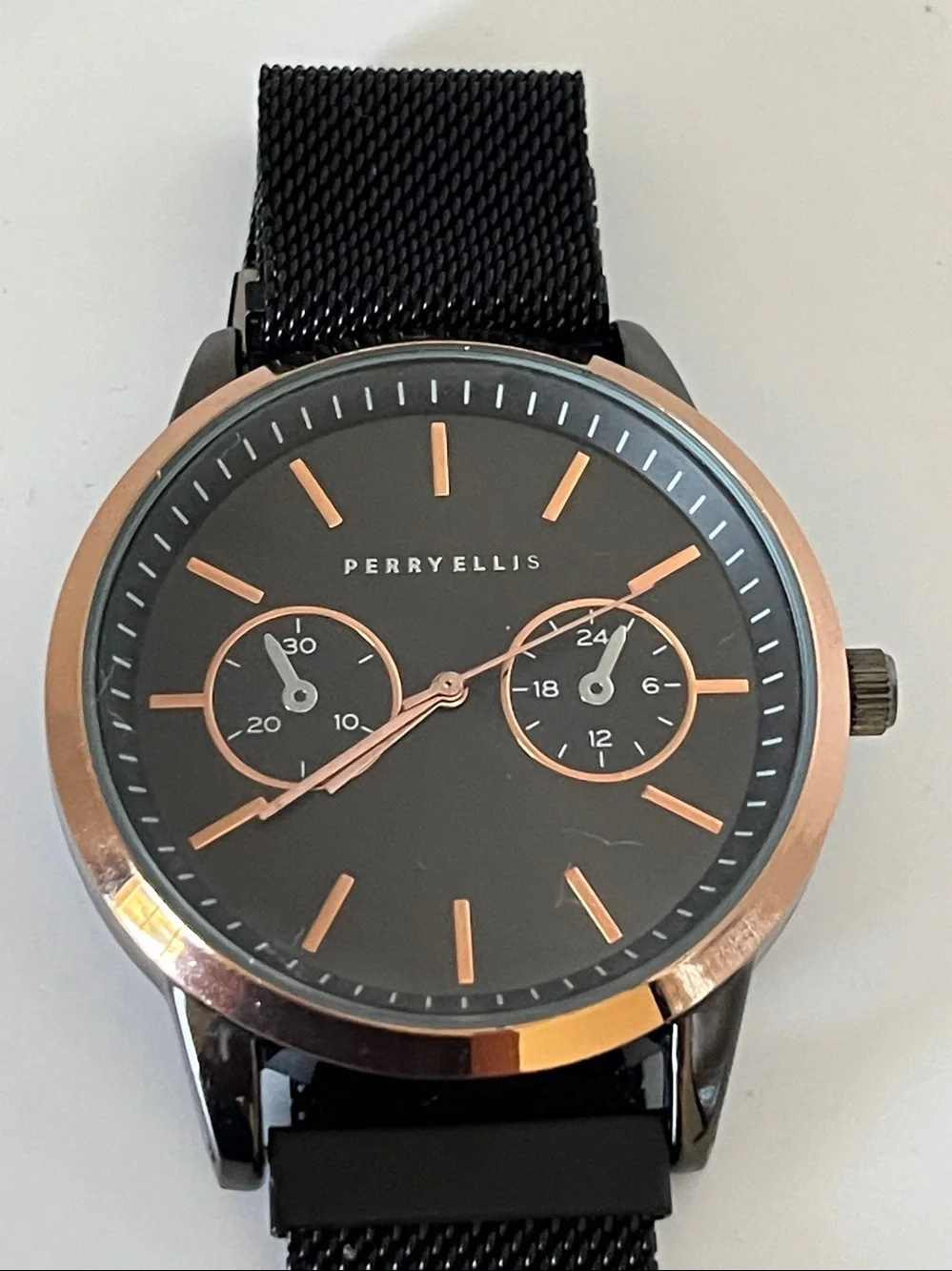Perry Ellis Black Watch with Rose Gold Trim